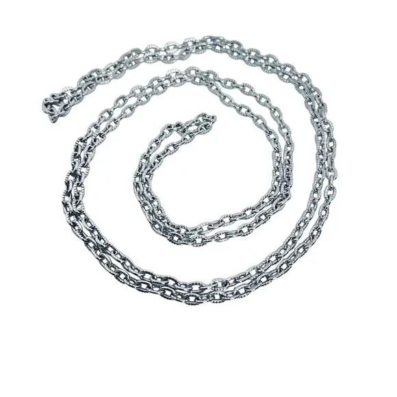 Light Weight Textured Silver Tone Cable Chain Necklace (5815) - Picture 5 of 5
